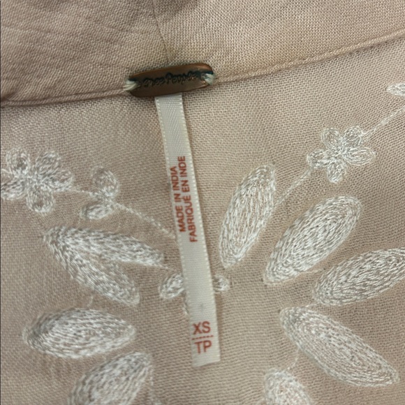 Free People Embroidered Fable Midi Dress Beige XS - Picture 10 of 16